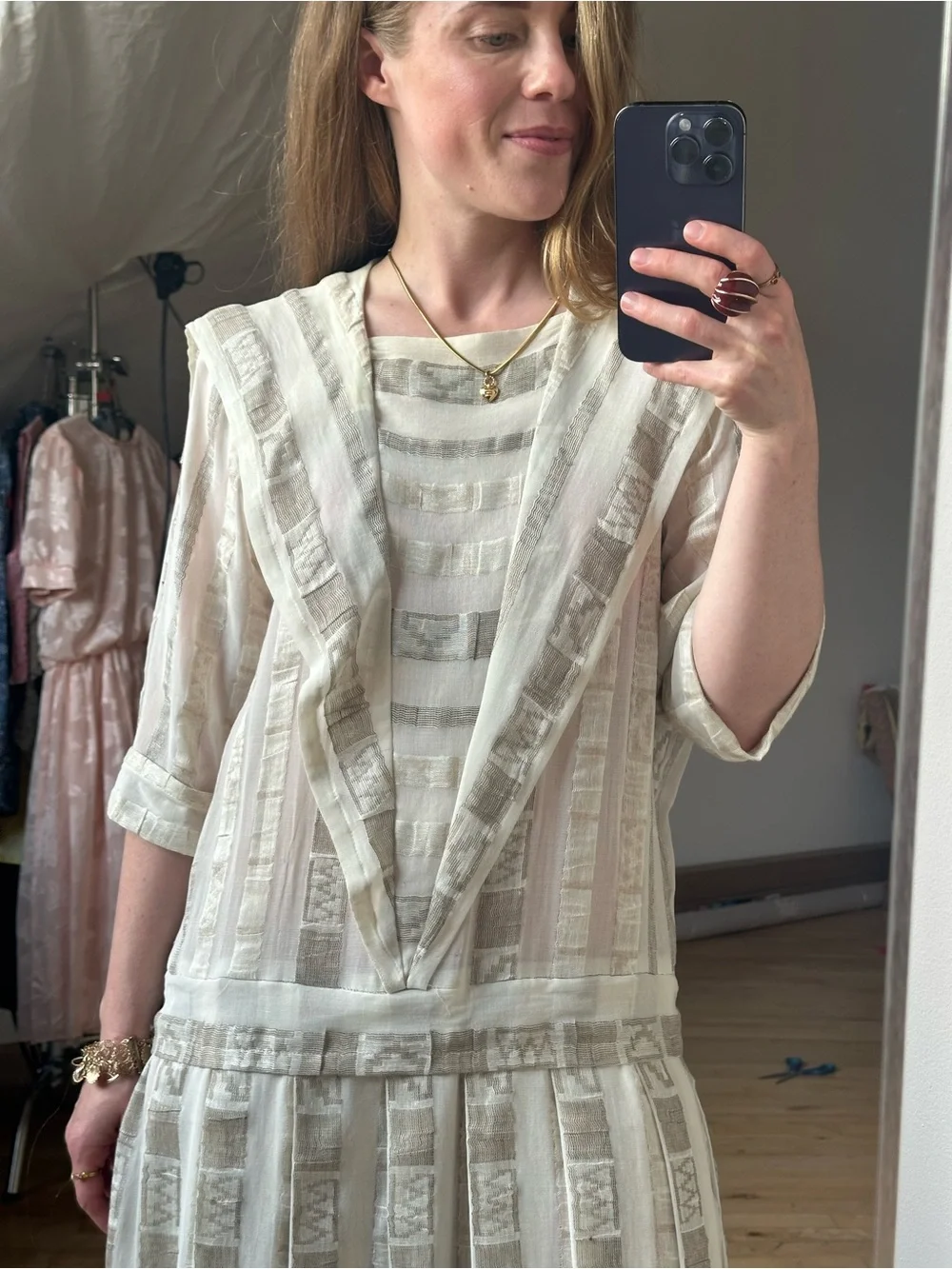 Linda Lundstrom Cream Patterned Maxi Dress - Picture 6 of 11